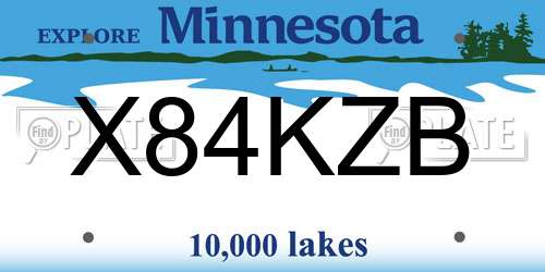 X84KZB Minnesota License Plate