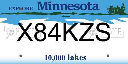 X84KZS Minnesota License Plate
