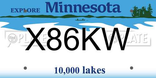 X86KW Minnesota License Plate