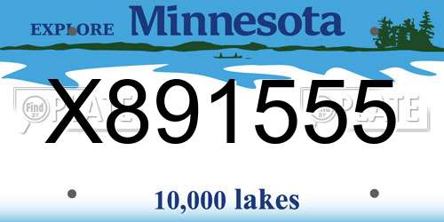 X891555 Minnesota License Plate