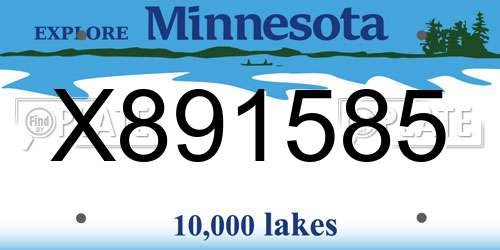 X891585 Minnesota License Plate