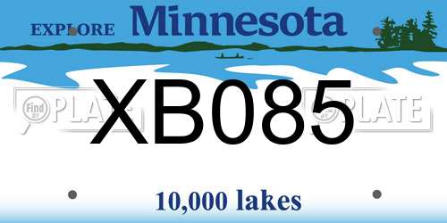 XB085 Minnesota License Plate