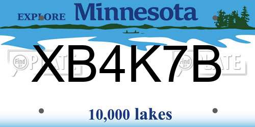 XB4K7B Minnesota License Plate