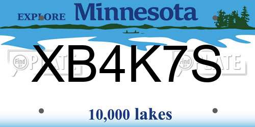 XB4K7S Minnesota License Plate