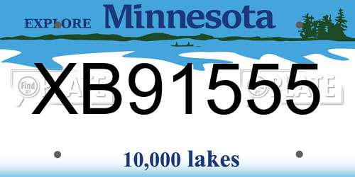 XB91555 Minnesota License Plate