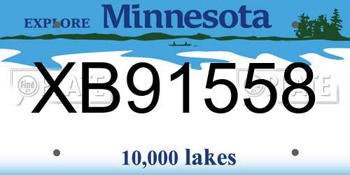 XB91558 Minnesota License Plate
