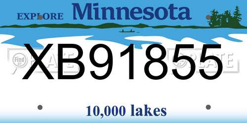 XB91855 Minnesota License Plate