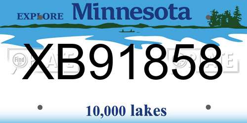 XB91858 Minnesota License Plate