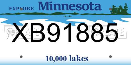 XB91885 Minnesota License Plate
