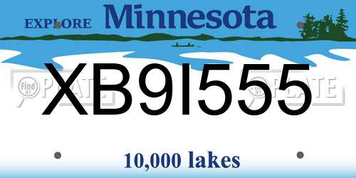 XB9I555 Minnesota License Plate