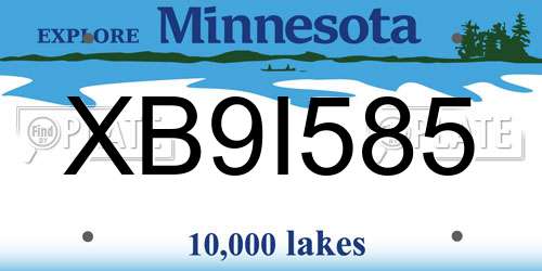 XB9I585 Minnesota License Plate