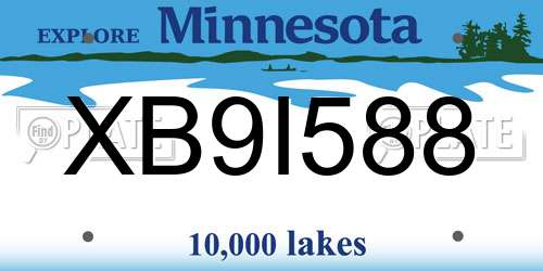 XB9I588 Minnesota License Plate