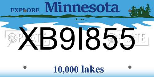 XB9I855 Minnesota License Plate