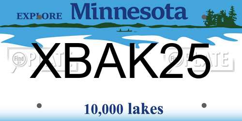 XBAK25 Minnesota License Plate