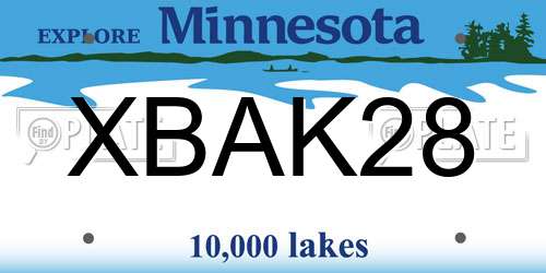 XBAK28 Minnesota License Plate