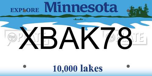 XBAK78 Minnesota License Plate