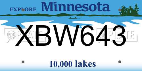 XBW643 Minnesota License Plate