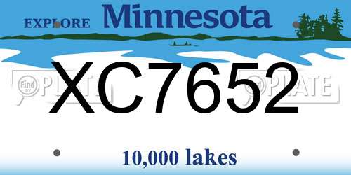 XC7652 Minnesota License Plate