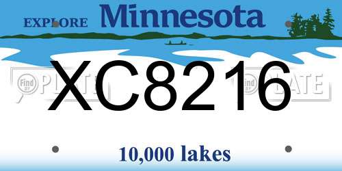 XC8216 Minnesota License Plate