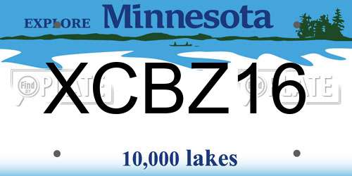 XCBZ16 Minnesota License Plate