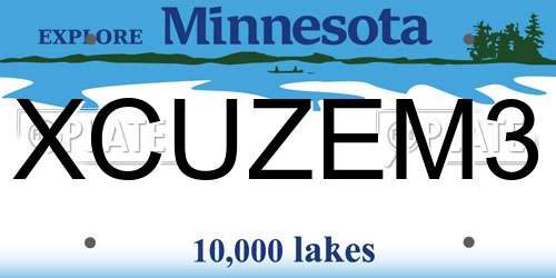 XCUZEM3 Minnesota License Plate