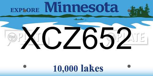 XCZ652 Minnesota License Plate