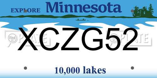 XCZG52 Minnesota License Plate