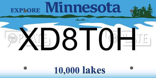 XD8T0H Minnesota License Plate