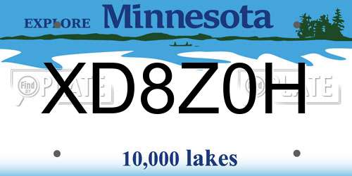XD8Z0H Minnesota License Plate