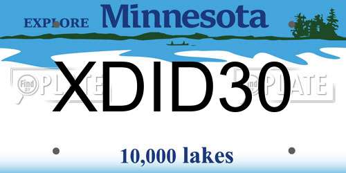XDID30 Minnesota License Plate