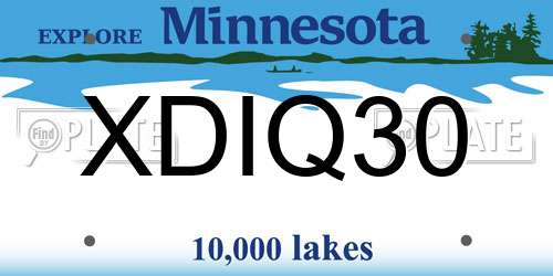 XDIQ30 Minnesota License Plate