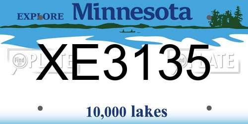 XE3135 Minnesota License Plate