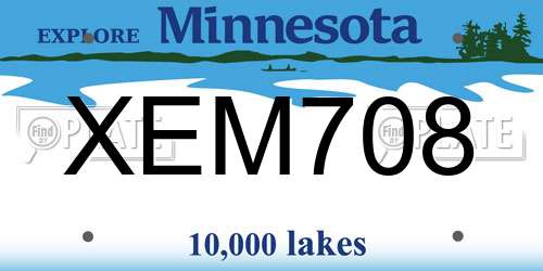 XEM708 Minnesota License Plate