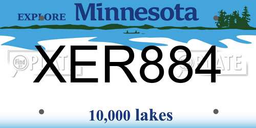XER884 Minnesota License Plate