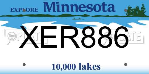 XER886 Minnesota License Plate