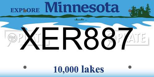 XER887 Minnesota License Plate