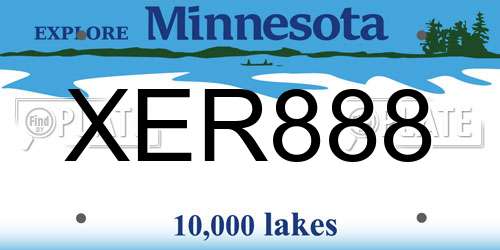 XER888 Minnesota License Plate