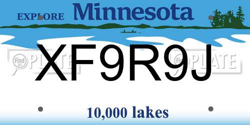 XF9R9J Minnesota License Plate
