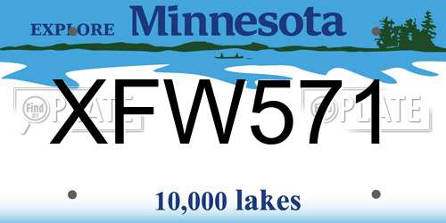 XFW571 Minnesota License Plate