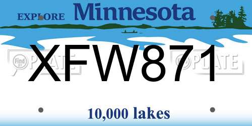 XFW871 Minnesota License Plate