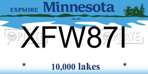 XFW87I Minnesota License Plate