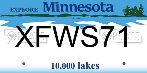 XFWS71 Minnesota License Plate