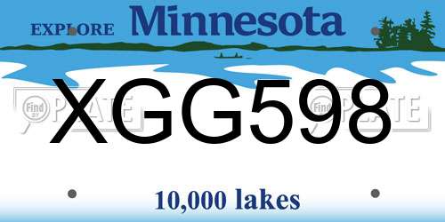 XGG598 Minnesota License Plate