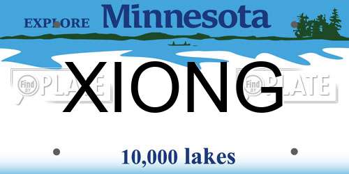 XIONG Minnesota License Plate