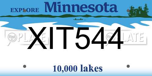 XIT544 Minnesota License Plate