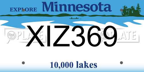 XIZ369 Minnesota License Plate