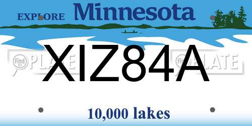 XIZ84A Minnesota License Plate