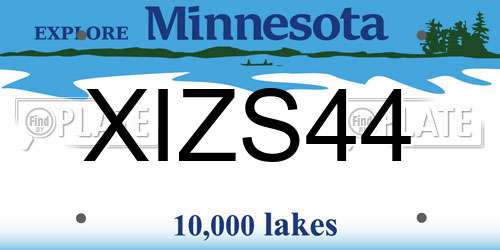 XIZS44 Minnesota License Plate