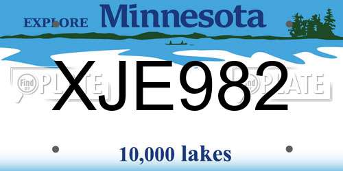 XJE982 Minnesota License Plate