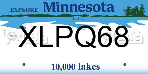 XLPQ68 Minnesota License Plate